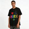 Nurse Themed Printed Casual Tee Heart Stethoscope Pattern Top Pure cotton T-shirt