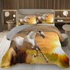 Running Wild Horses Print Quilted Bedspread Coverlet 2/3-Piece Rustic Bedding Set Reversible Lightweight Quilt Set Queen/Full