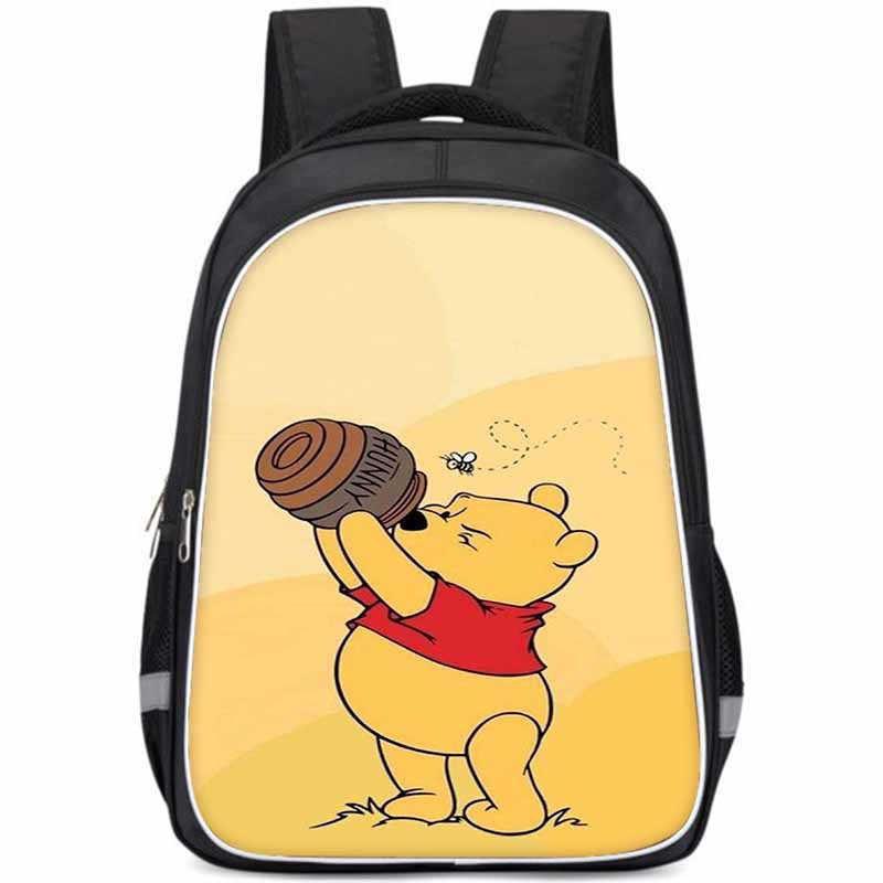 Winnie The Pooh Large Capacity Lightweight 3d School Backpack For Kids And Students Unisex Oxford Fabric