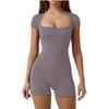 2025 Spring/Summer European & American Short-Sleeve Waist-Cinched Yoga Sports Jumpsuit