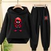 Children Black Hoodie Spider-Man Print Sports Pullover Coat Sweatshirt+Pants Boys Girls Toddler Clothes Leisure Set