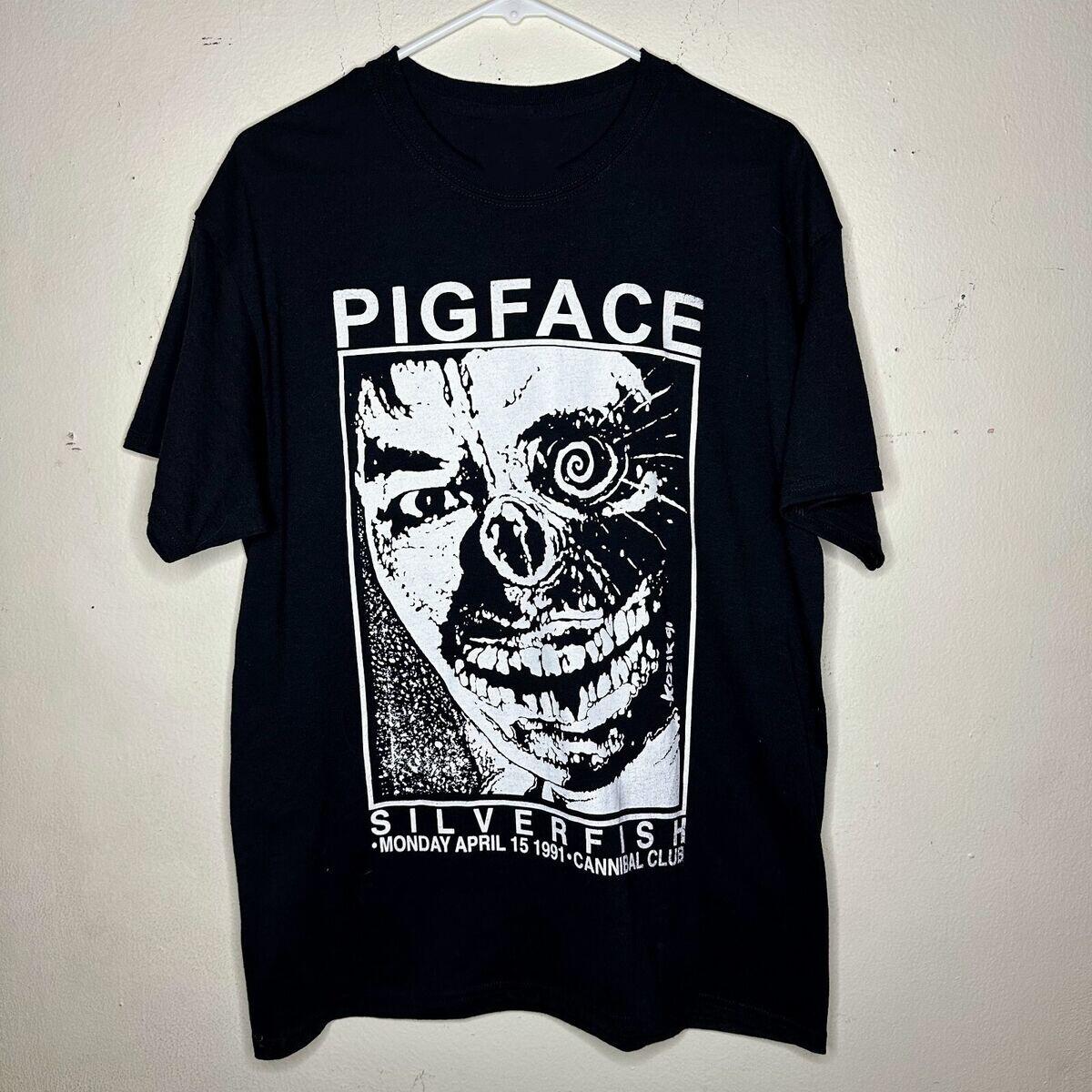 

Vtg Pigface Band Silverfish Cotton Black Full Size Unisex Shirt MM790 5XL різнокольоровий