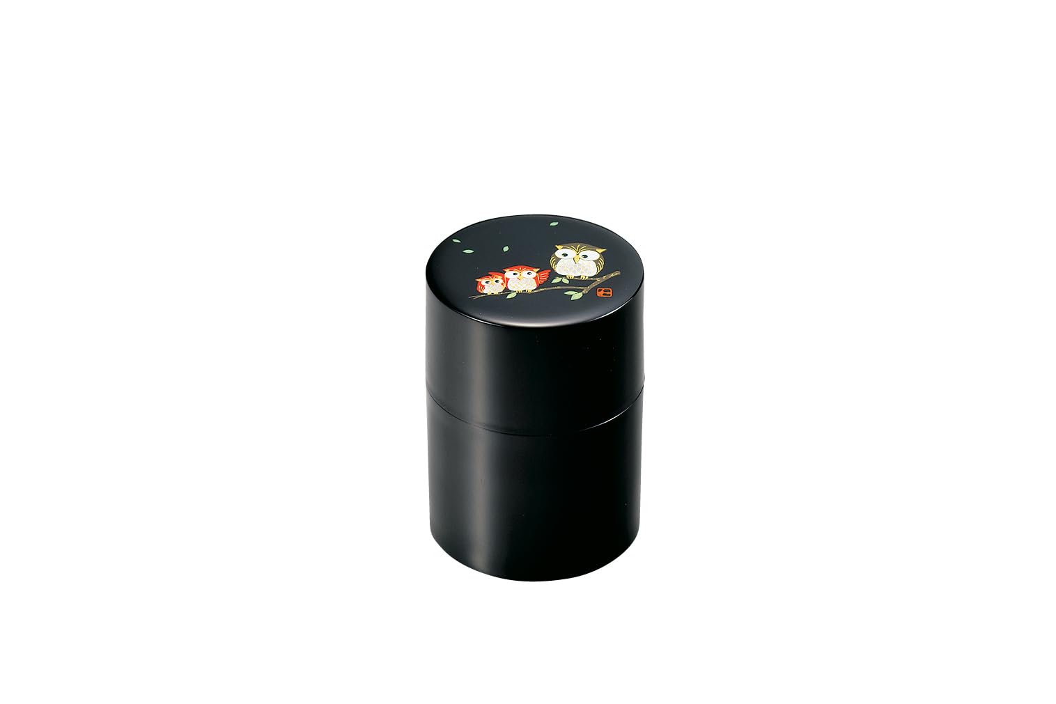 

Nakatani Brothers Company Yamanaka Lacquerware 2.0 Princess Tea Caddy (with inner lid) Black Lacquer Fukurou (Fukurou) 37-3410