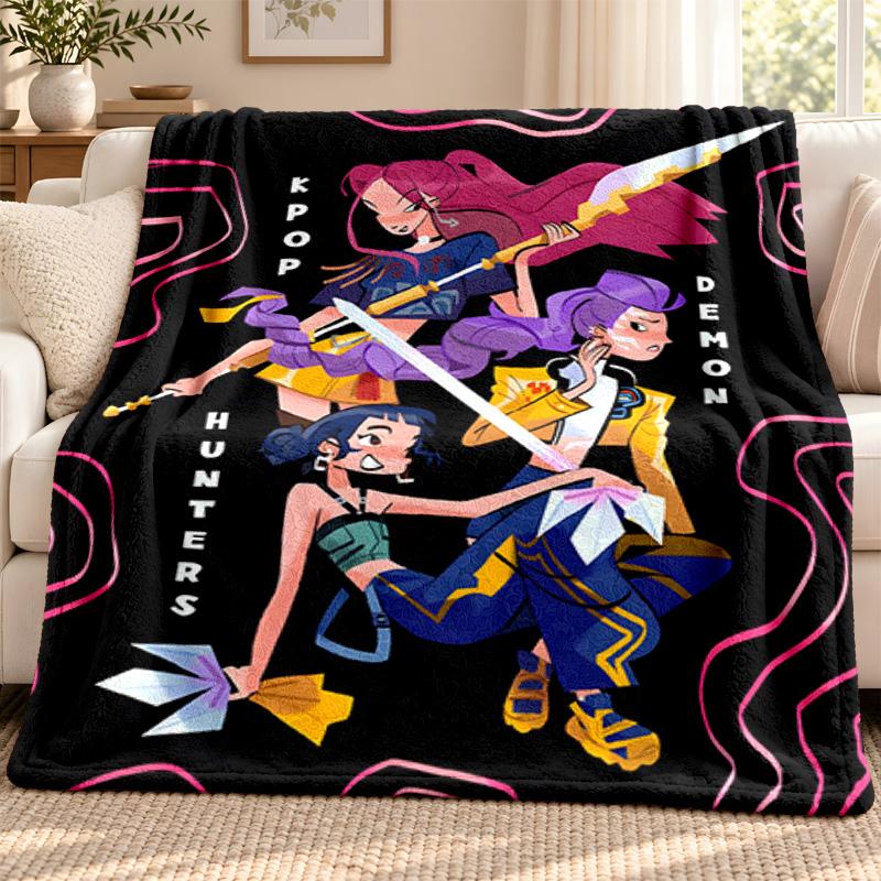 Kpop demon hunters blanket Flannel Blanket Soft Cozy Plush Throw for Sofa Bed Lightweight Home Decoration Outdoor camping