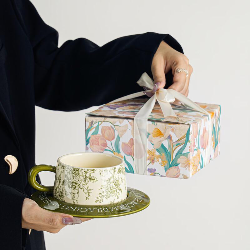 

OLOEY Peony Bloom Bone China Coffee Cup & Saucer Set