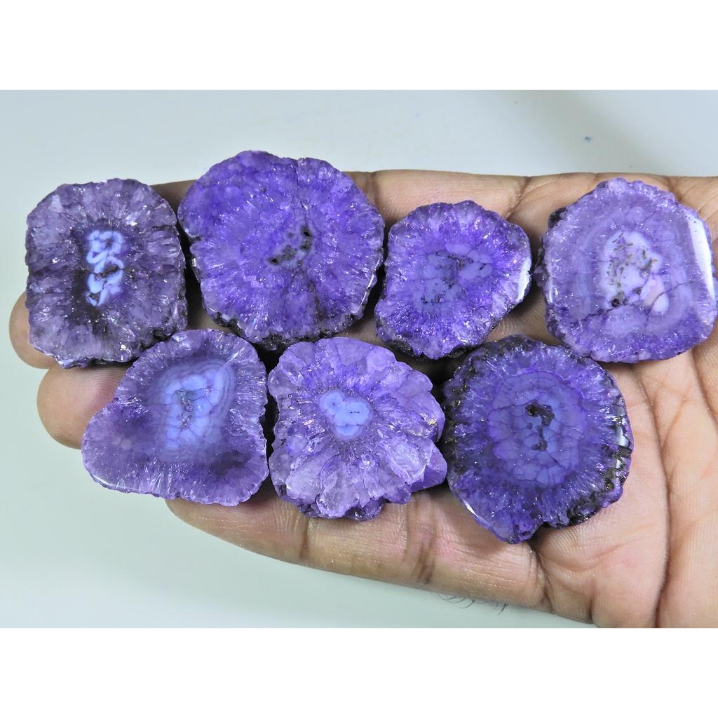 388Cts. Dyed Solar Druzy Agate Mix Shape Cabochon Loose Gemstone 07 Pcs Lot A-693