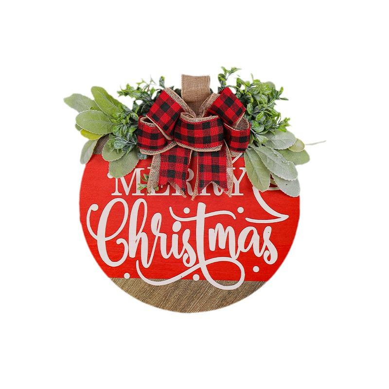Merry Christmas Wooden Wreath Door Sign - Window Decoration