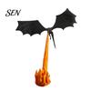Dragon Sculpture Bookshelf Nook Light, 3D Printed Fire-Breathing Fantasy Flying Dragon, Shelf Accent Lamp Art Collectibles with LED Flame Gothic