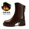 Coarse heel short boots women's spring and autumn single boots brown platform Martin boots women's British style 2025 new women's boots medium boots