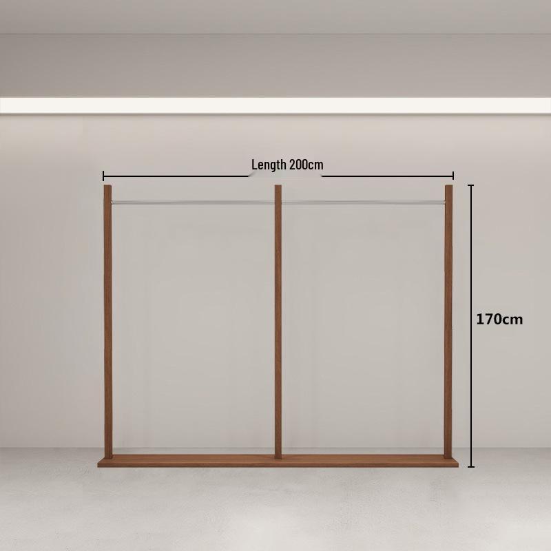 Vintage-Style Floor-Standing Women's Clothing Rack: Stainless Steel & Imitation Walnut Display Stand.