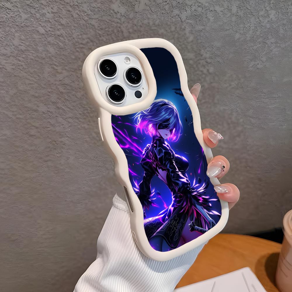 

Anime Nier 2B Wavy Edge TPU Mobile Phone Case for iPhone 17 16 15 14 13 12 11 Air Pro Max Plus Colorful Cover iPhone 15 Plus