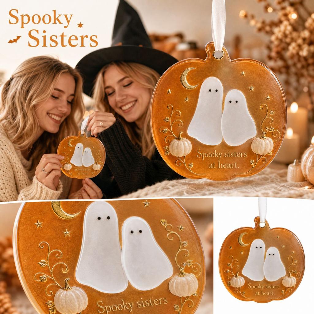 Halloween Cute Acrylic Pumpkin Hanging Ornament Gift for Sisters and
