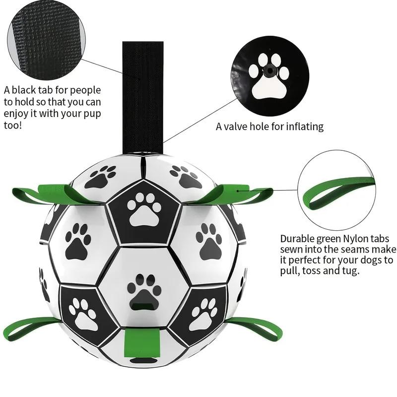 Damaly Interactive Dog Soccer Toy with Grip Ring Durable Chew Resistant Water Ball for Dogs Outdoor Play Chasing Fetch Training