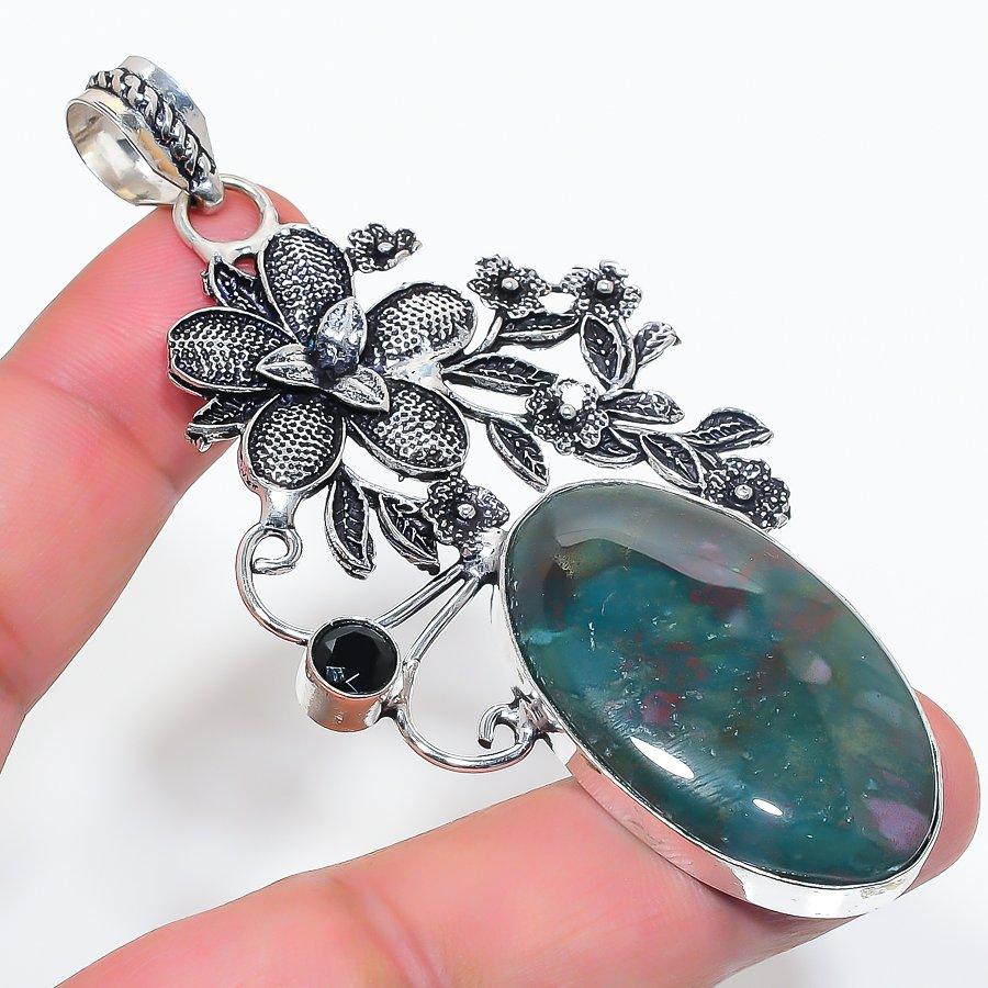 

Подвеска из натурального гелиотропа, шпинели из стерлингового серебра 925 пробы 3,27 дюйма E3a54