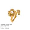 eManco Delicate Fashion Camellia Women's Open Ring Pearl Stamen  New Trend Leaf Texture Fashion Finger Jewelry