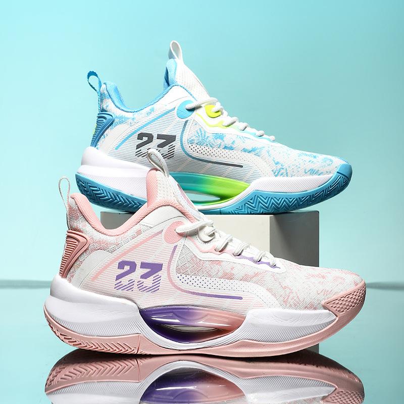 Mandarin Duck Color Scheme Youth Low-top Actual Basketball Shoes Men and Women Versatile Shock Absorption Non-slip Couple Casual Sports Shoes Tide