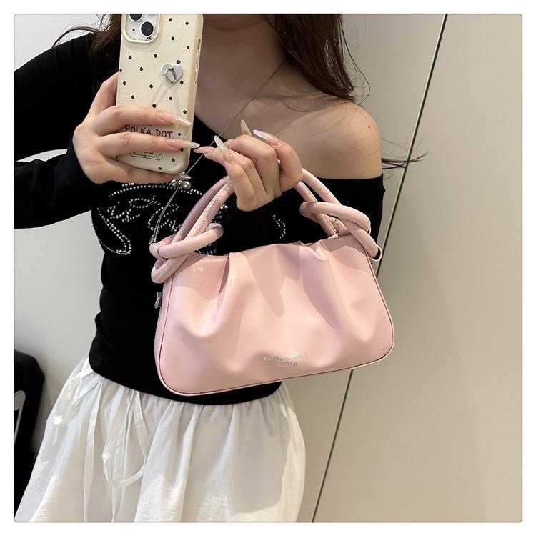 Chic Minimalist Pleated Faux Leather Shoulder Bag, Women's Small Crossbody Handbag with Magnetic Snap Closure, Trendy Daily Commute Tote