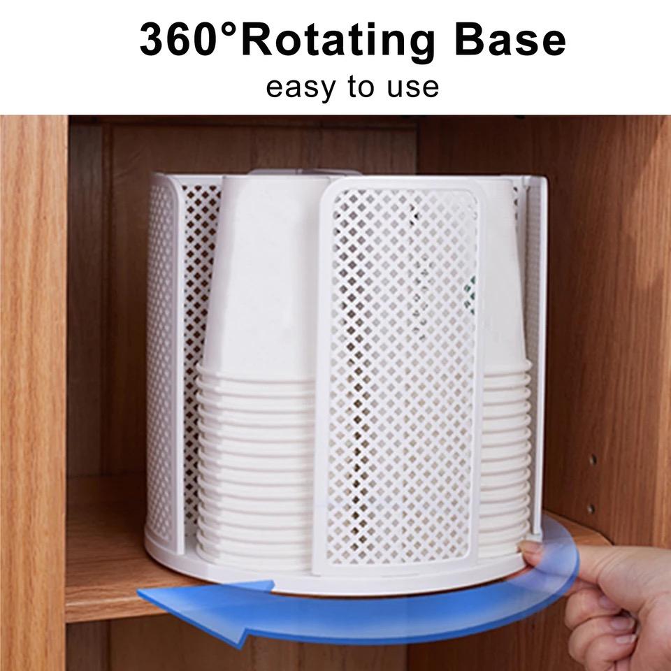 360 Rotation Storage Rack 4-Gird Disposable Cup And Lid Holder Coffee Cup Storage Dispenser Desktop Cup Organizers For Kitchen