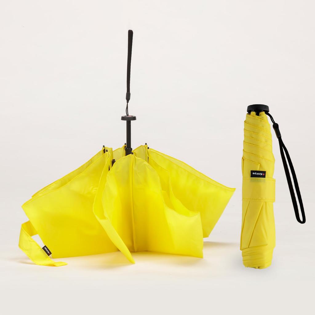 Knirps Faltbarer Regenschirm Gelb Jahresgarantie Ultraleicht Ca. 22cm im kompakten Zustand Regenschirm für Herren Hohe Festigkeit 6 Einstiegsmodell Deutsche Marke