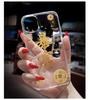 Transparent Resin Gold Foil Fortune Cat Suitable for iPhone 14, 15 Pro Max Case, iPhone 13