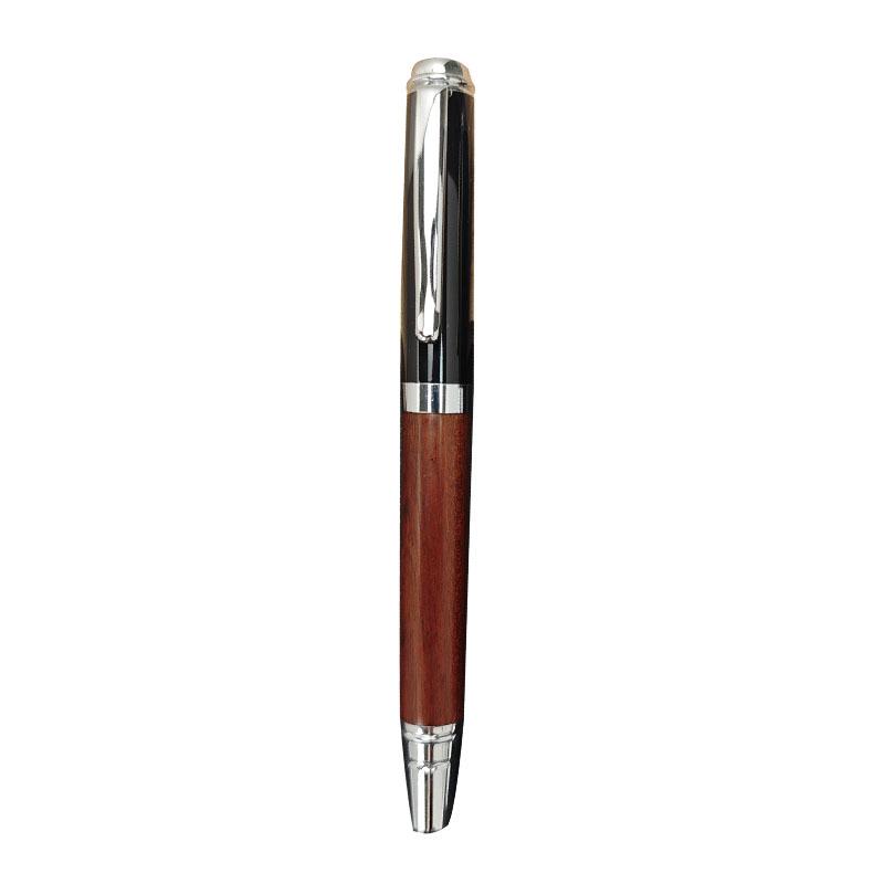 Natural Brass Rosewood Ballpoint Pen - Comfortable Grip Beaded Metal Signature Pen for Business Gift