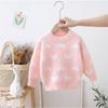 Children's Mink Fleece Thickened Autumn and Winter Baby Pullover Knitted Girls Love Bottoming Shirt
