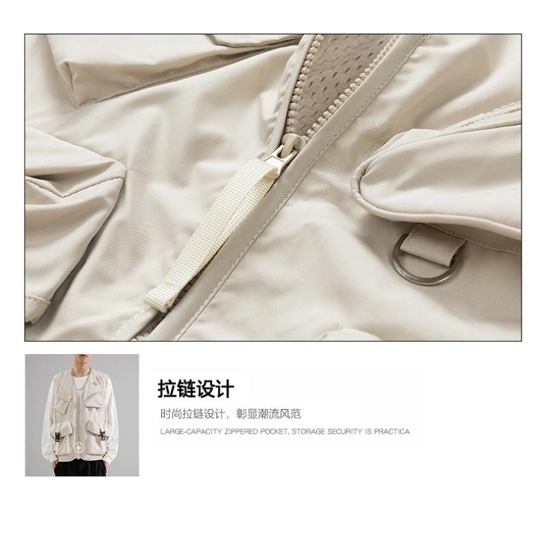 Herren Multi-Taschen Weste Ärmellos Einfarbig Reißverschluss Strickjacke Modisch Lässig Locker Oberteil