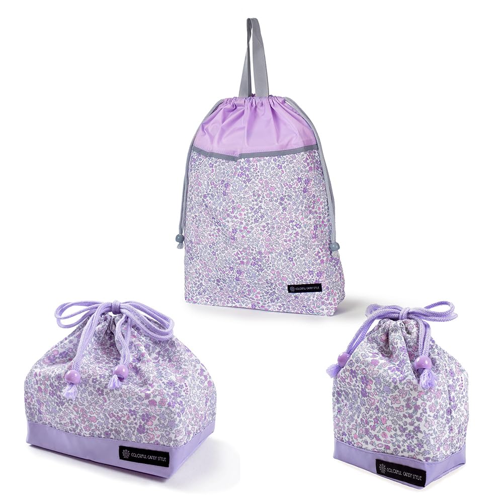 Colorful Candy Style Drawstring Bag Design Lunch and Cup in Floral Perfect for Kindergarten and School Entrance Cute and Stylish for Product NU604700