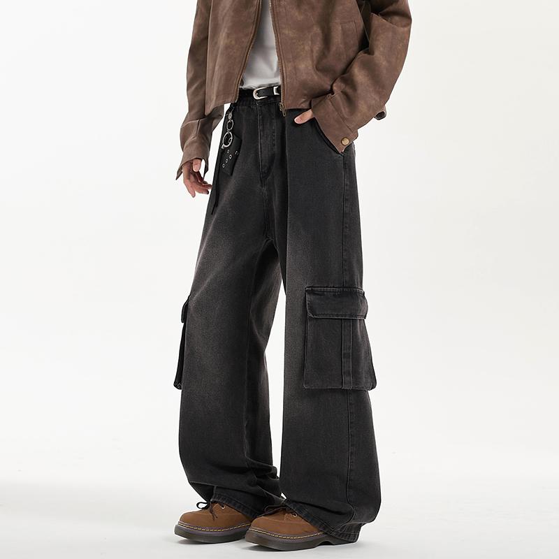 2026 Frühling Herren Weite Beine Wasch-Jeanshose Herren Hose Locker Lässig Street Fashion Übergroße Jeans Mode Herren Denimhose