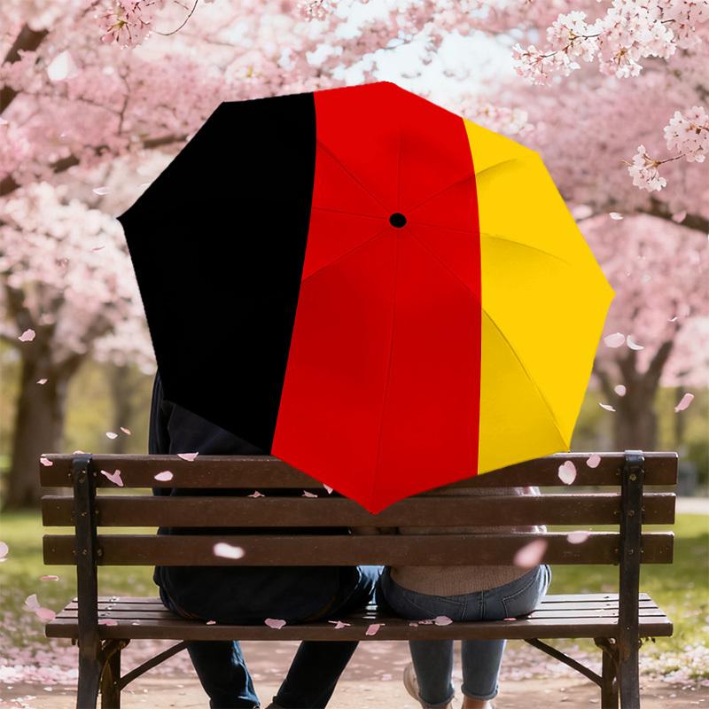 1PC Black Red Yellow Flag Automatic Open/Close Umbrella Compact Folding Umbrella with 8-Rib Shaft Lightweight Esign, Highquality Fabric1209A