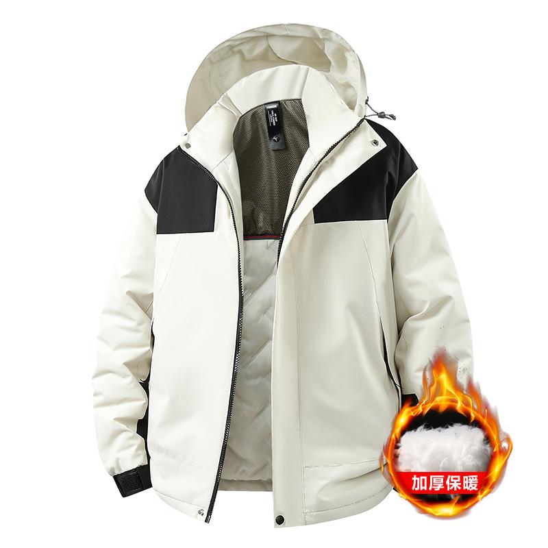 Dm Thick Cotton Jacket For Men, Solid Color, Loose Fit, Thick And Warm Cotton Jacket