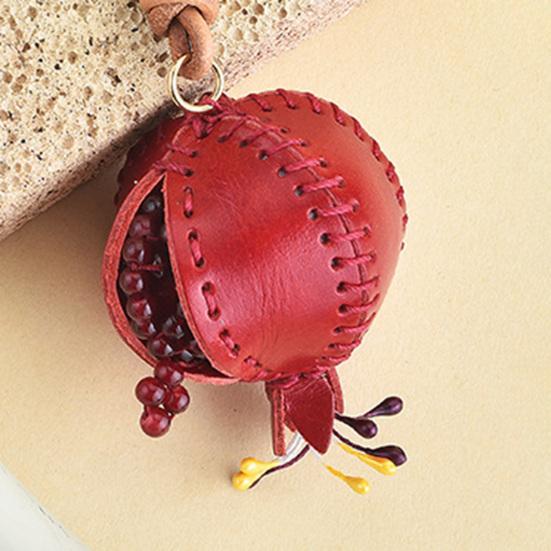 Bag Pendant Imitation Leather Hand-Stitched 3D Pomegranate Design Key Chain Wear-Resistant Bag Accessory
