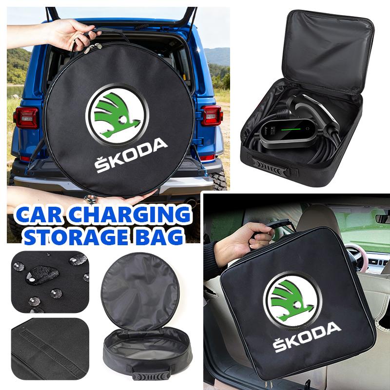 Per Skoda Logo Auto Custodia Cavi Borsa Porta Caricabatterie Organizzatore Cavi Impermeabile Octavia A5 A7 RS Fabia Superb Rapid Karoq
