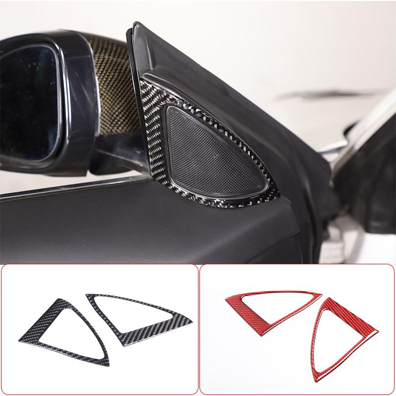 For Jaguar F-TYPE 2013- Soft Carbon Fiber Car A-pillar Horn Frame Decoration Sticker Car Interior Accessories