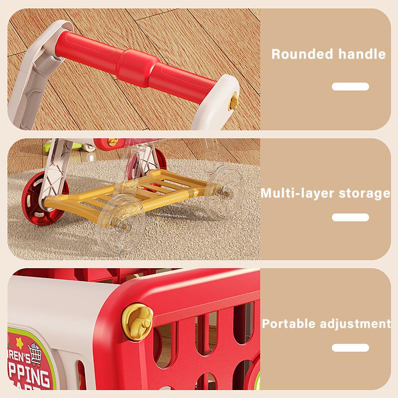 Shopping Cart Toy 33Pcs Kids Baby Children Trolley Game Market Toys Pretend Toys Children Birthday Gift