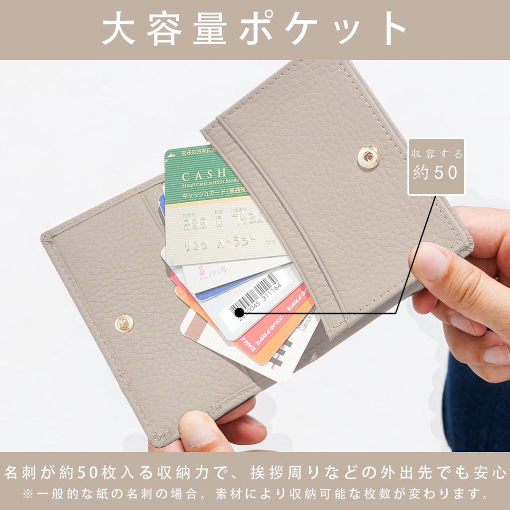 KEKVE Women's Business Card Holder, Unisex, Single-Layer Cowhide Leather, Multi-Function, Slim, Easy Access, Large Capacity (50 Cards), Holds 50