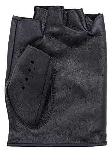 Lezax JOYFIT Driving Gloves, Half-Finger Sheepskin, Black, 08