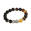 Handgefertigtes Pixiu Schwarzer Achat Tigerauge Perlenarmband Unisex Neuer Chinesischer Stil Modeschmuck