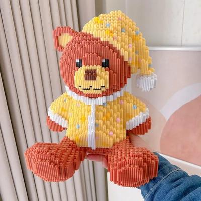 28cm Gray Goodnight Little Bear Children's Toy Building Block Small Particle Brick 3D Little Bear Model Kids Gift