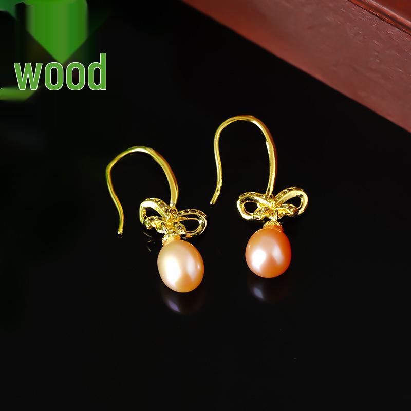 

Gold Inlaid Pearl Bowknot Dangle Earrings - Elegant Christmas Gift for Women