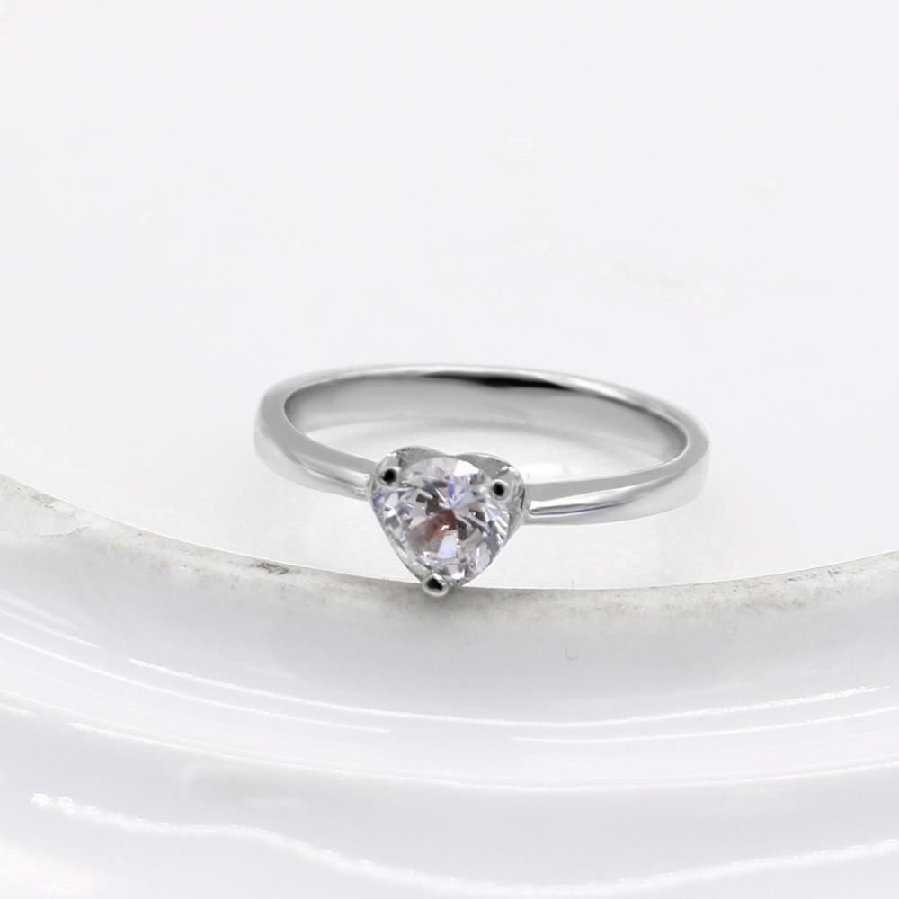 Sweet Temperament Heart Ring Women'S Platinum Plated Simple Ring Girlfriend Girlfriend Gift