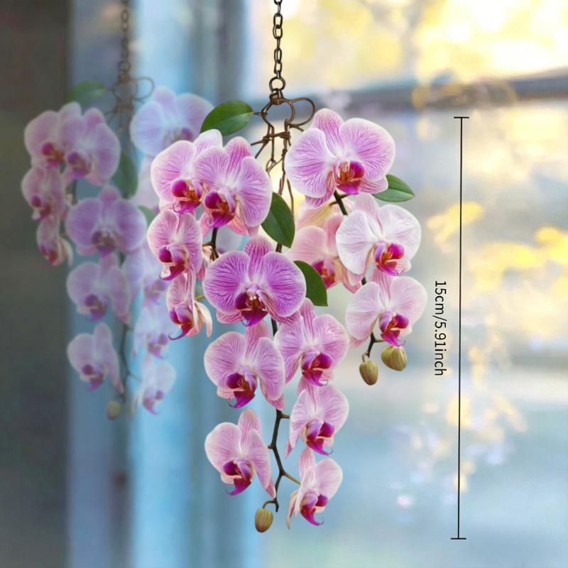 Colored Wisteria Branch Flower Ornament 2D Acrylic Light Collecting Window Hanging Decor for Home Study Bedroom Wall Decoration 1PCS