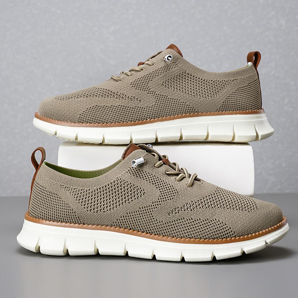 Men's Casual Knit Sneakers Lightweight Breathable Slip-On Athletic Shoes with Flexible Sole and Lace-Up Design for Everyday Wear