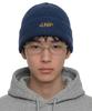 Eondeokeonteulol Winter Slim Fit Knit Thermal Logo Embroidered Unisex Solid Beanie Hat Beanie / Flex / Liquid / Navy