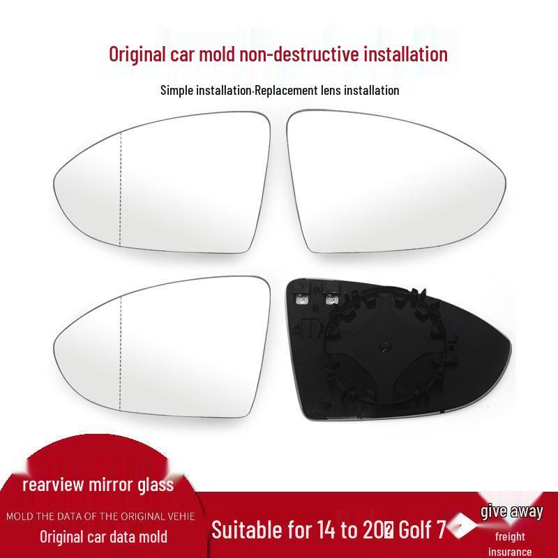 For Volkswagen Golf 7 (2014-2020) Left & Right Exterior Rearview Mirror Reflective Lenses.