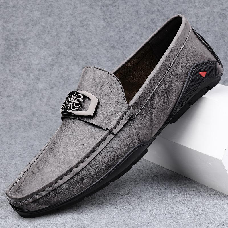 Men's Shoes 2025 Summer New Men's Waterproof Simple One-pedal Casual Leather Shoes Soft-soled Lazy Driving Doudou Shoes