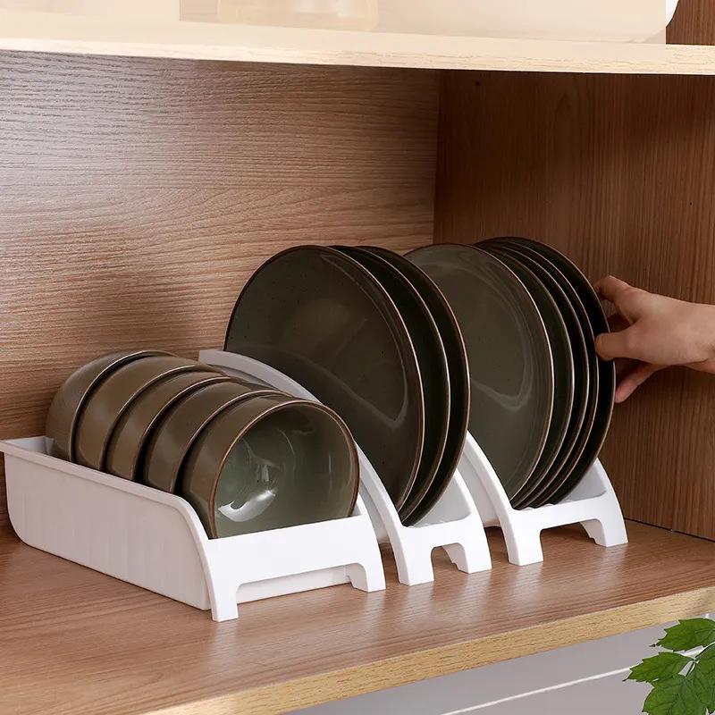 1 Pack Plastic Cabinet Rack Plate And Dish Storage Rack Bowl Cup Rack Multi-Function Storage Rack Kitchen Utensils Rack