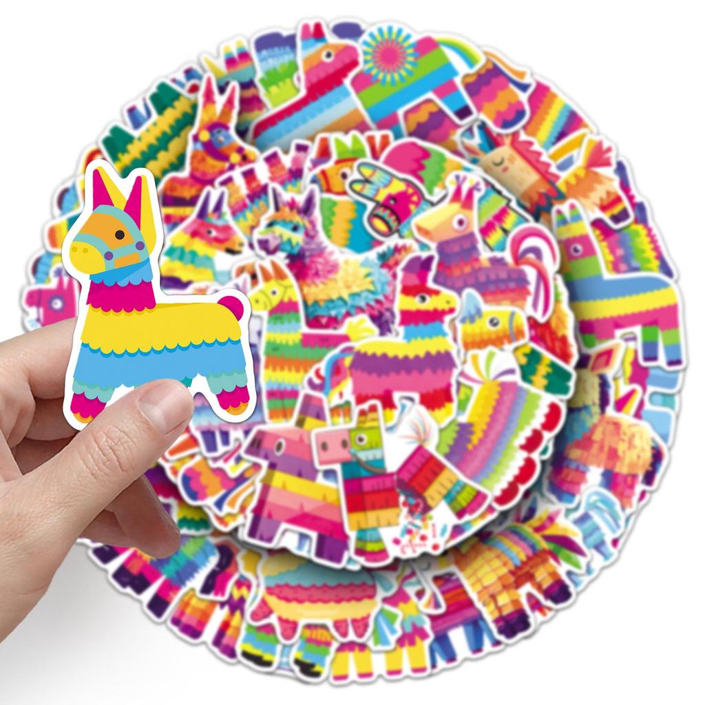 50 Cartoon Waterproof Piñata Stickers for Water Bottles, Journals, Desktops, Helmets, and Epoxy Decor