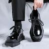 Platform Derby shoes men's trendy shoes British black big head shoes heightening niche high-end casual leather shoes 6557-R