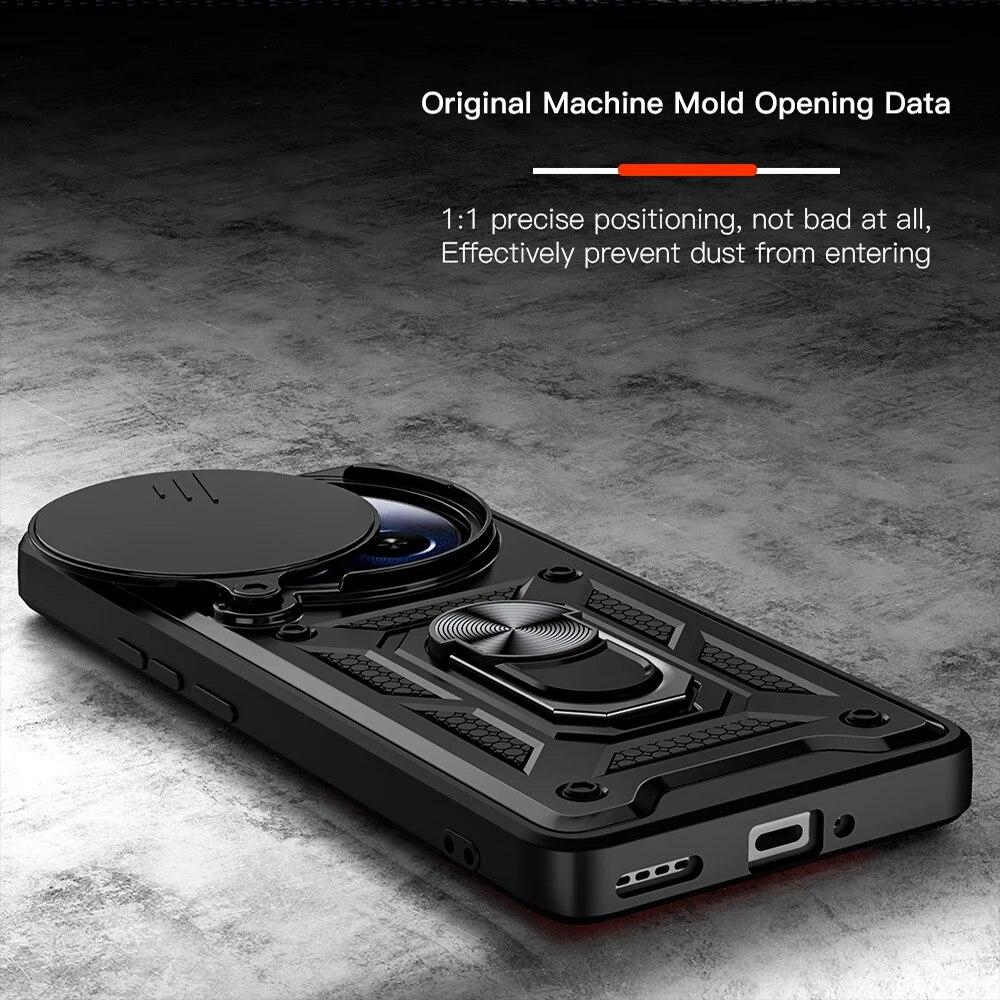 KEYSION Shockproof Armor Case for Realme 12 Pro+ 12 5G Slide Camera Protection Ring Stand Phone Back Cover for OPPO Realme 12 5G